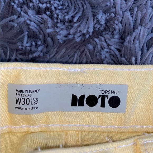 Top shop Moto Yellow Wide Leg Jeans W/CUSTOM PAINT - Picture 4 of 4